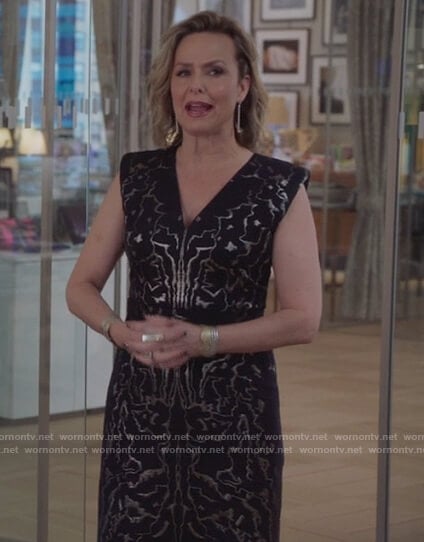 Jacqueline’s black metallic sleeveless dress on The Bold Type