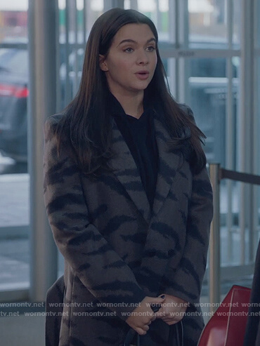 Jane’s gray tiger stripe coat on The Bold Type