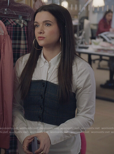 Jane’s mixed media plaid shirt on The Bold Type