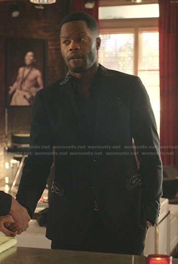 Jeff’s black embellished blazer on Dynasty