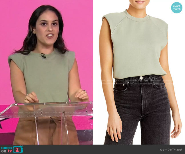 Jonathan Simkhai Channing Terry Shoulder Pad Sweatshirt Bodysuit worn by Donna Farizan on Today