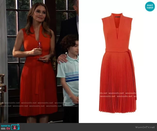 Karen Millen Pleated Dress worn by Olivia Falconeri (Lisa Lo Cicero) on General Hospital