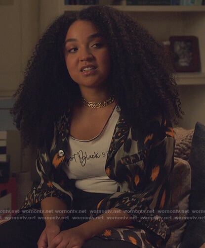 Kat’s leopard pajama top on The Bold Type