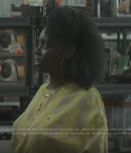 Keisha’s yellow tie dye sweatshirt on The Chi