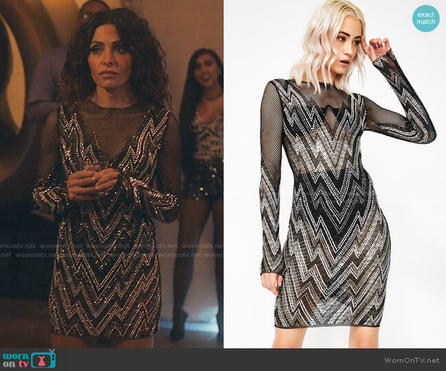 Kiki Riki Staggered Glamour Rhinestone Dress worn by Billie Connelly (Sara Shari) on Sex/Life