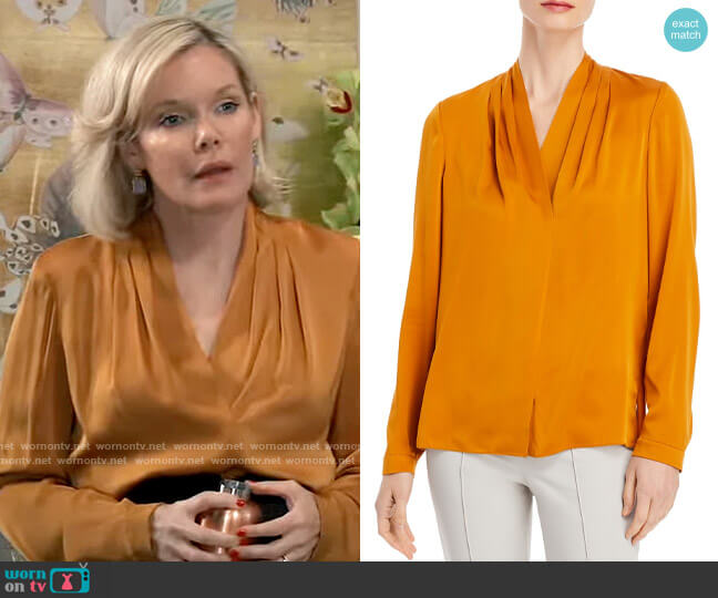 Kobi Halperin Nellie Silk-Blend Pleated Blouse worn by Ava Jerome (Maura West) on General Hospital