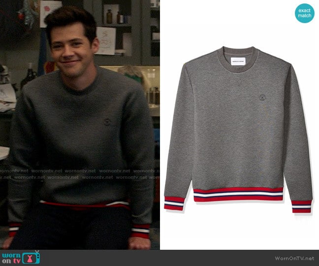 The Kooples Neoprene Sweatshirt with Contrasting Ribbed Detail worn by EJ (Matt Cornett) on High School Musical The Musical The Series
