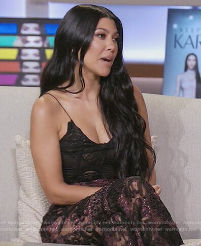 Kourtney’s floral lace pants on Keeping Up with the Kardashians