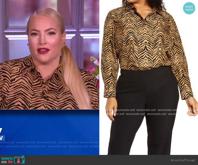 Lafayette 148 Scottie Zebra-Print Silk Blouse worn by Meghan McCain on The View