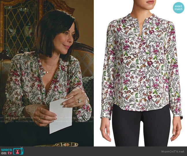 L'Agence Bardot Floral Silk Blouse worn by Cassandra Nightingale (Catherine Bell) on Good Witch