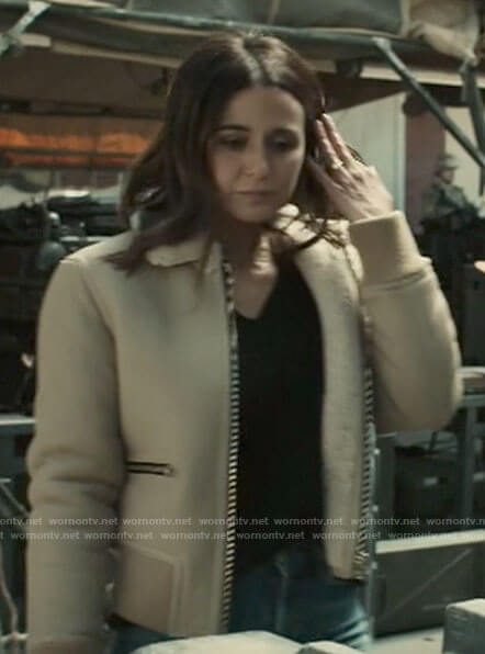 Lana’s beige bomber jacket with fleece collar on Superman and Lois