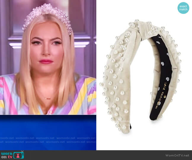 Lele Sadoughi Pearl & Velvet Headband worn by Meghan McCain on The View