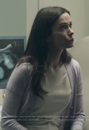 Lois’s lavender purple cardigan on Superman and Lois