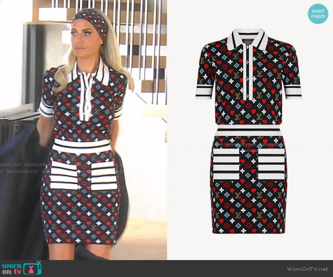 Louis Vuitton Game On Trompe L'oeil Jacquard Knit Polo Dress worn by Dorit Kemsley on The Real Housewives of Beverly Hills