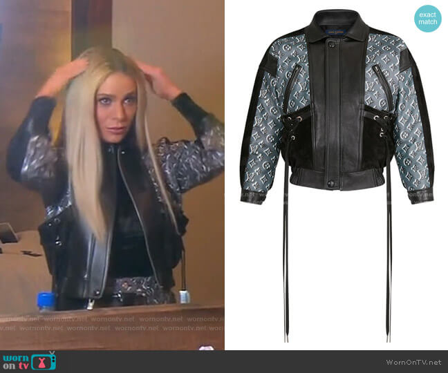 Louis Vuitton Monogram Shadow Leather Jacket worn by Dorit Kemsley on The Real Housewives of Beverly Hills