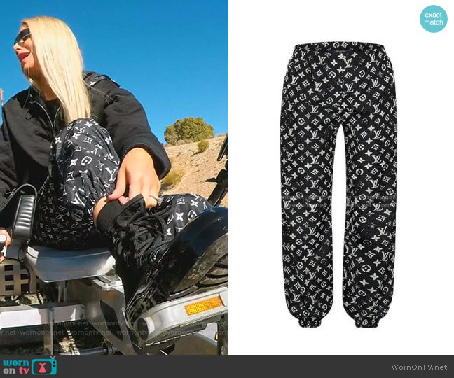 Louis Vuitton Stencil-Effect Monogram Jogging Pants worn by Dorit Kemsley on The Real Housewives of Beverly Hills