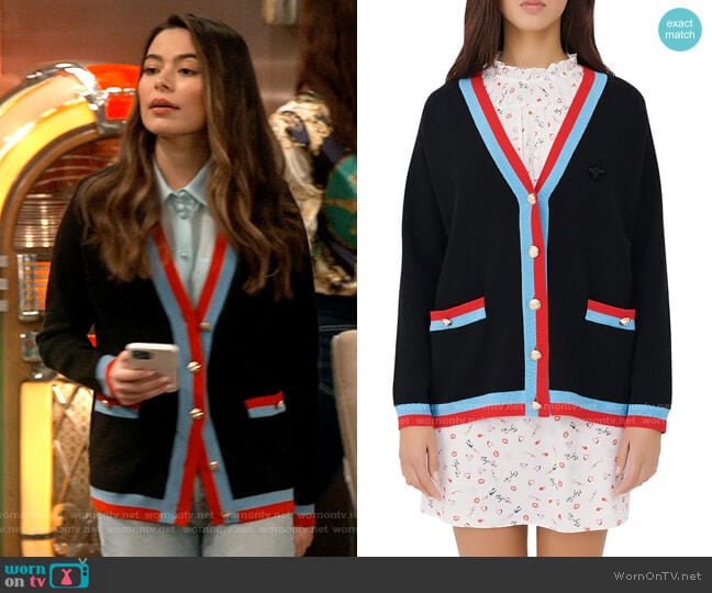 Maje Mysweetie Collegiate  Cardigan worn by Carly Shay (Miranda Cosgrove) on iCarly