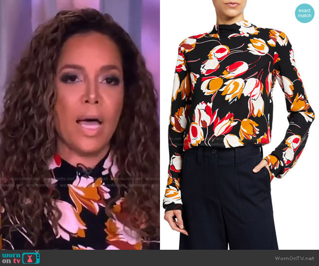 Marni Tulip-Print Mock-Neck Shirt worn by Sunny Hostin on The View