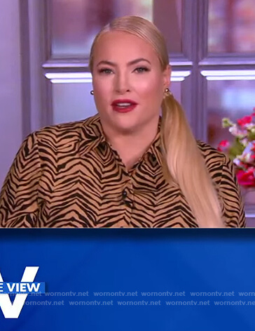 Meghan’s brown zebra stripe blouse on The View