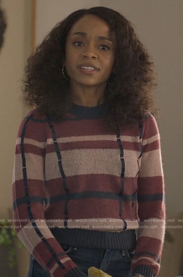 Mia’s plaid sweater on Love Victor
