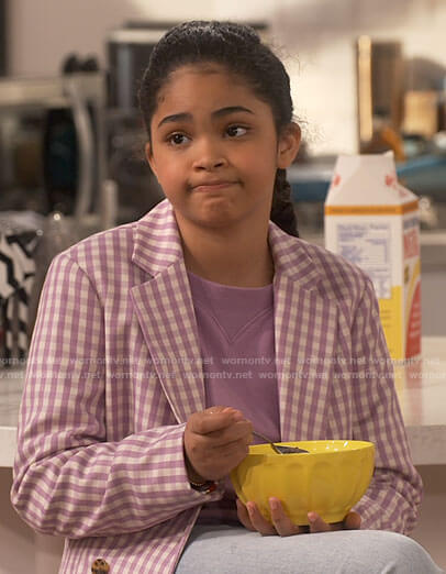 Millicent’s purple sweatshirt and gingham blazer on iCarly