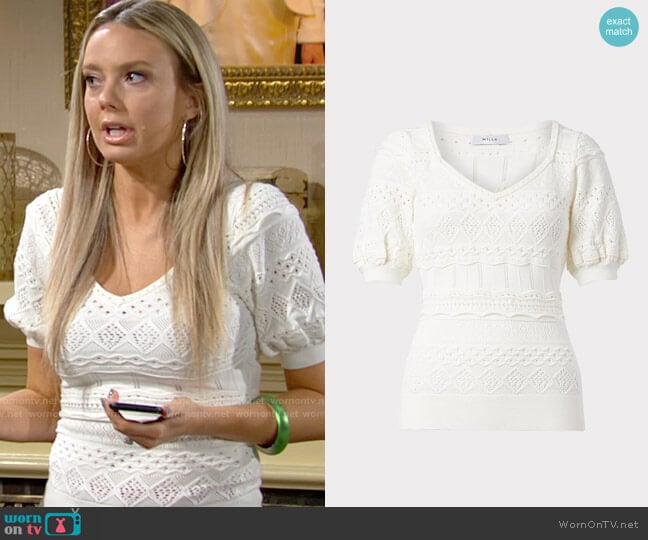Milly Lightweight Pointelle Top worn by Abby Newman (Melissa Ordway) on The Young and the Restless