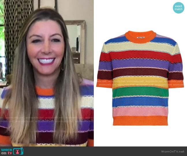 Miu Miu Striped Short-Sleeve Knitted Top