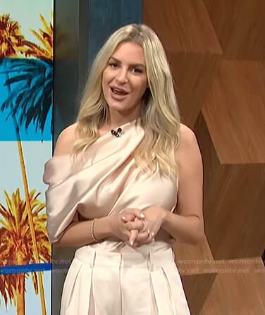 Morgan’s one-shoulder satin top on E! News Daily Pop