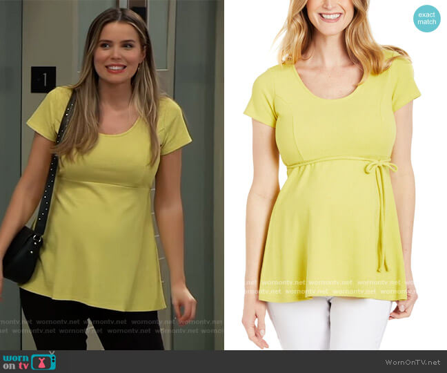 Motherhood Maternity Peplum Maternity Top worn by Sasha Gilmore (Sofia Mattsson) on General Hospital