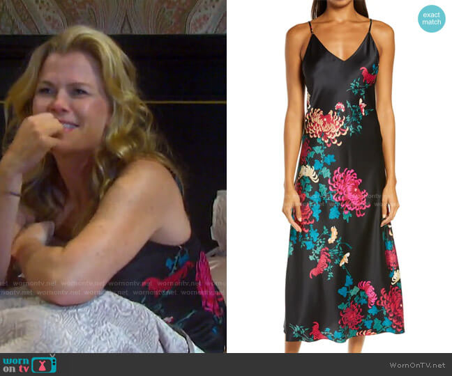 Natori Chrysanthemum Satin Nightgown worn by Sami Brady (Alison Sweeney) on Days of our Lives
