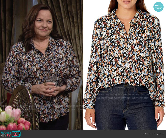 Nic + Zoe Painted Leopard Shirt worn by Nina Webster (Tricia Cast) on The Young and the Restless