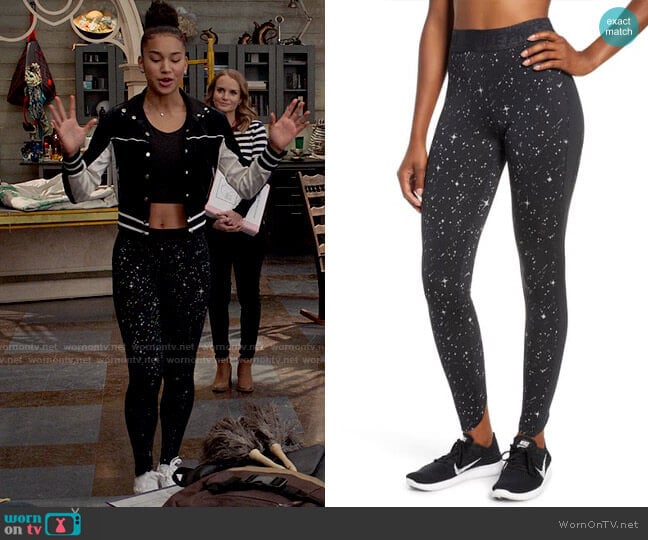 Nike Pro Starry Night Metallic Print Training Tights worn by Gina (Sofia Wylie) on High School Musical The Musical The Series