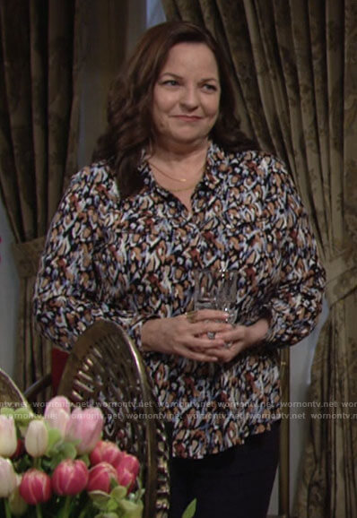 Nina’s animal print shirt on The Young and the Restless