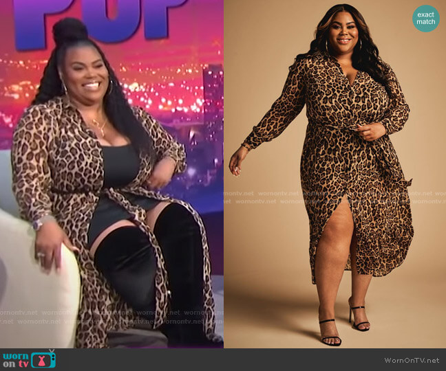 Nina Parker Trendy Plus Size Shirt Dress worn by Nina Parker on E! News