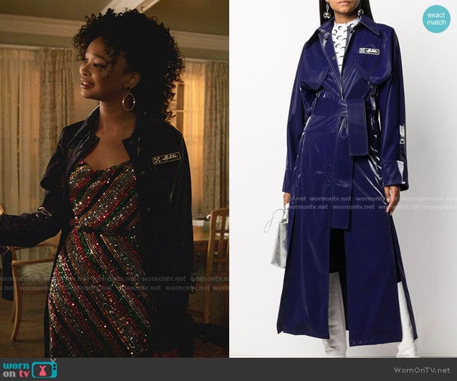 Off-White Long Belted Trench Coat worn by Monica Colby (Wakeema Hollis) on Dynasty