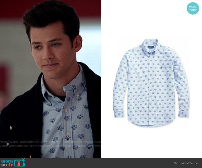 Polo Ralph Lauren Classic Fit Tiger-Print Shirt worn by EJ (Matt Cornett) on High School Musical The Musical The Series