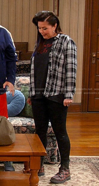 Patty’s plaid shirt and boots on Kevin Can F**k Himself