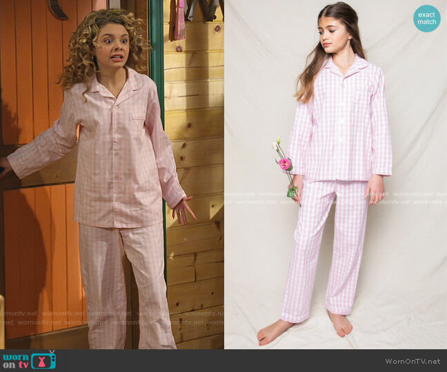 Petite Plume Pink Gingham Pajama Set worn by Destiny Baker (Mallory James Mahoney) on Bunkd
