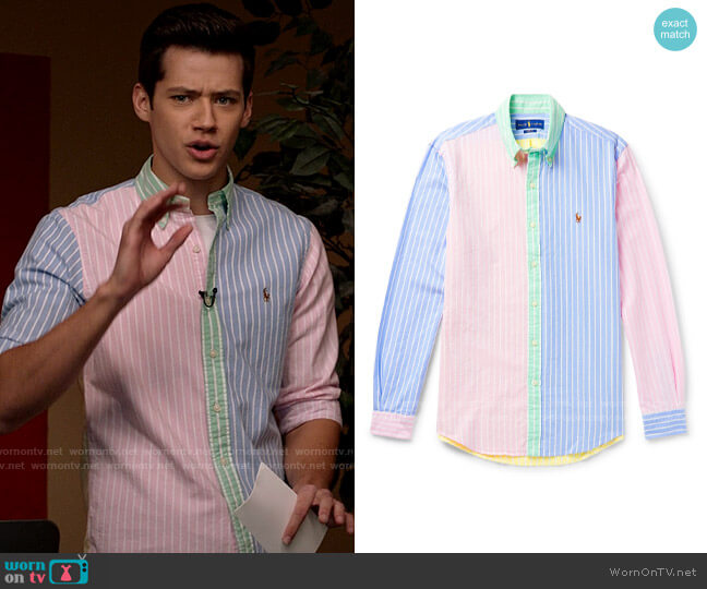 Polo Ralph Lauren Colorblock Stripe Cotton Oxford Shirt worn by EJ (Matt Cornett) on High School Musical The Musical The Series