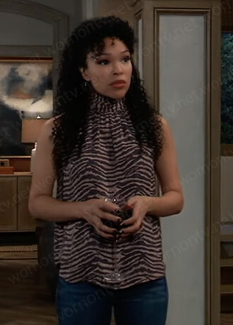 Portia’s zebra stripe halter neck top on General Hospital