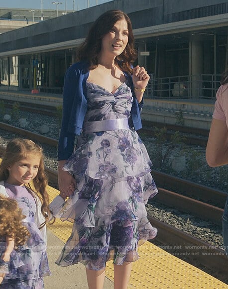Billie’s friends purple floral ruffle dress on Sex/Life