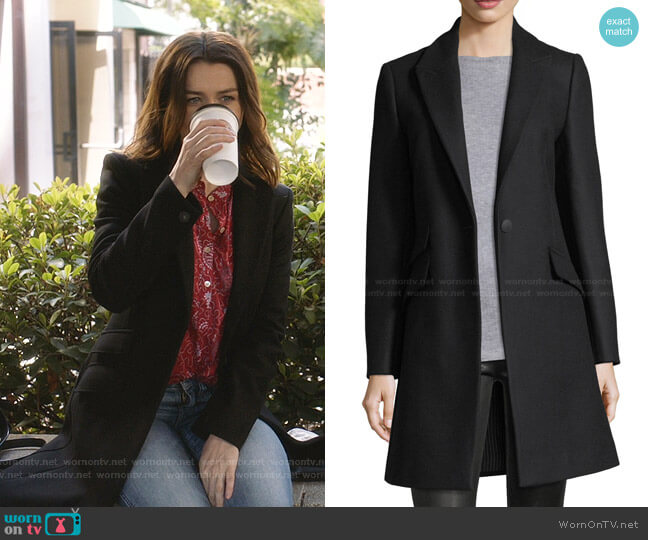 Rag & Bone Duchess One-Button Tailored 3-Pocket Coat worn by Amelia Shepherd (Caterina Scorsone) on Greys Anatomy