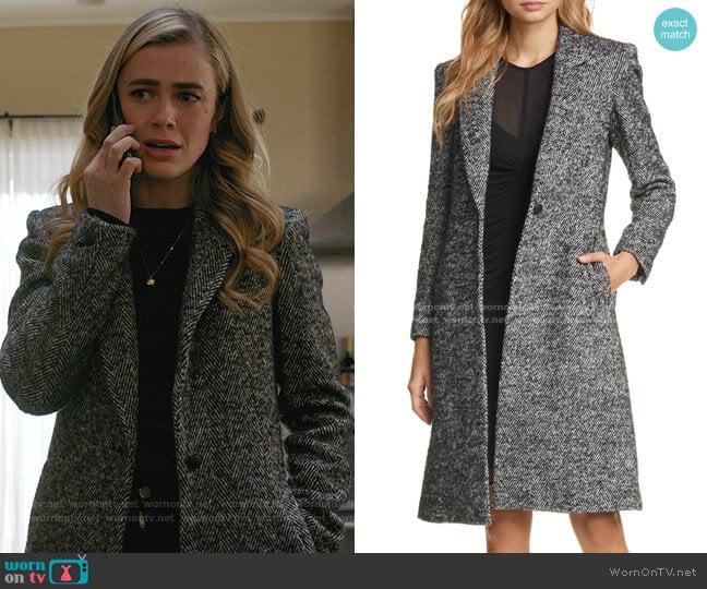 Rag & Bone Dani Herringbone Coat worn by Michaela Stone (Melissa Roxburgh) on Manifest