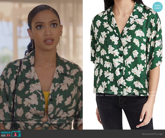 Rag & Bone Reed Floral Shirt worn by Olivia Baker (Samantha Logan) on All American