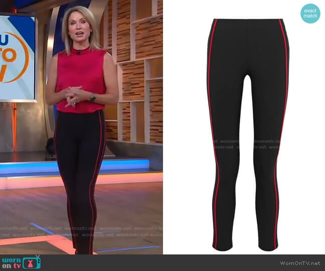 Rag & Bone Simone striped cotton-blend skinny pants worn by Amy Robach on Good Morning America