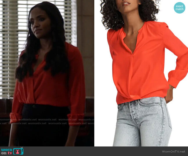 Rag & Bone Lora Silk Surplice Blouse worn by Sophie Moore (Meagan Tandy) on Batwoman