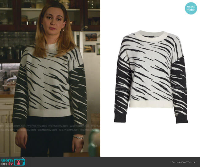 Rails Lana Tiger Stripe Crewneck Sweater worn by Joy Harper (Katherine Barrell) on Good Witch