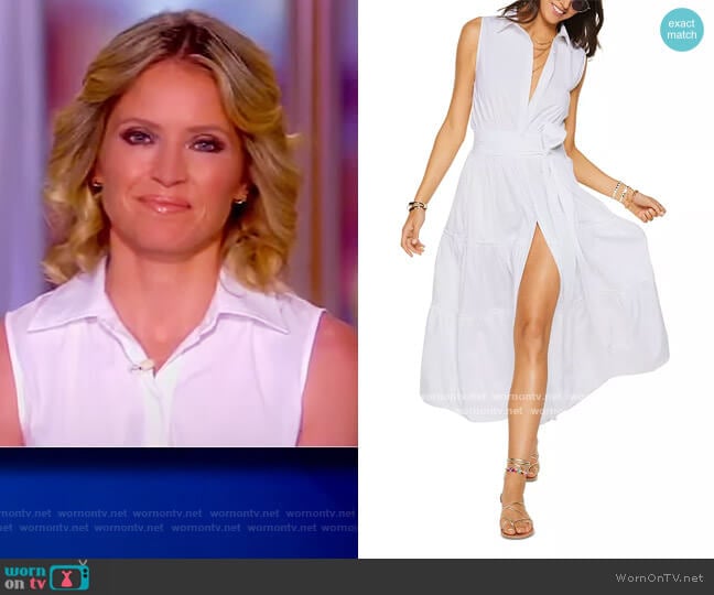 Ramy Brook Camila Sleeveless Shirt Dress worn by Sara Haines on The View