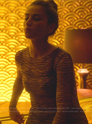 Rebeca’s tiger print sheer dress on Elite