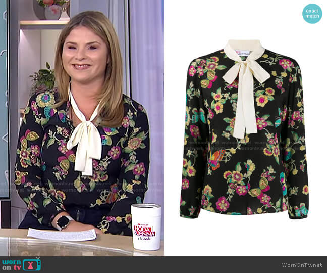 RED Valentino Floral-Print Blouse worn by Jenna Bush Hager on Today